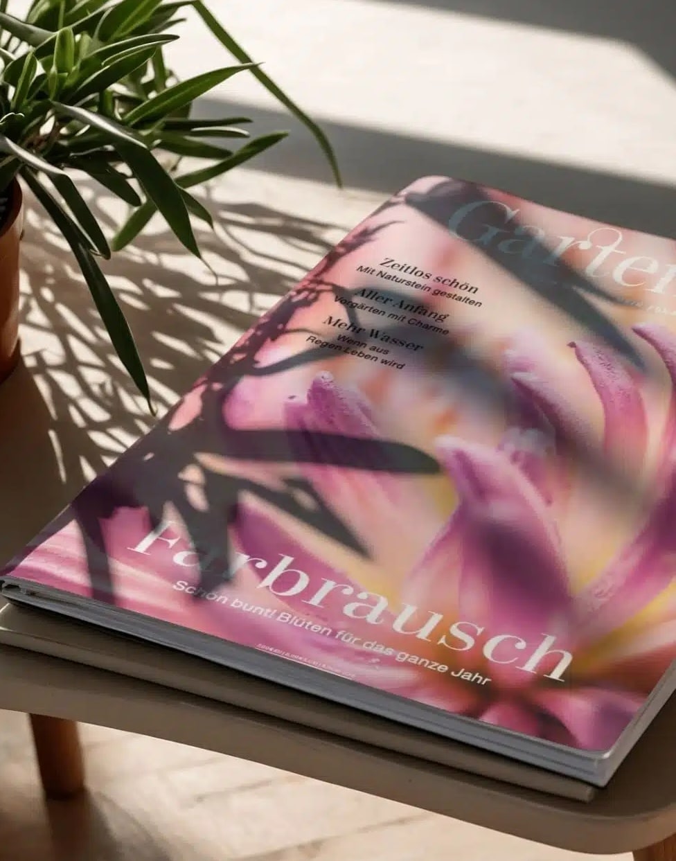Cover des GartenArt Magazins mit einer bunten Pflanzenillustration und dem Titel 'Den Garten begreifen'.